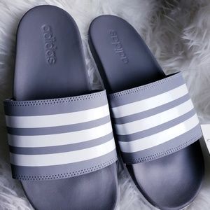 Adidas Grey and white slides New size 7.5